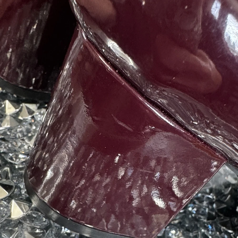 Alfani Dark Burgundy glossy Heels NWOT 7.5 wide